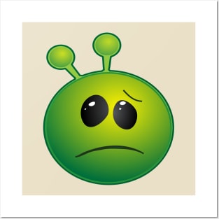 Funny Alien Monster ET Extraterrestrial Martian Green Man Emoji for Women, Men and Kids 5 Posters and Art